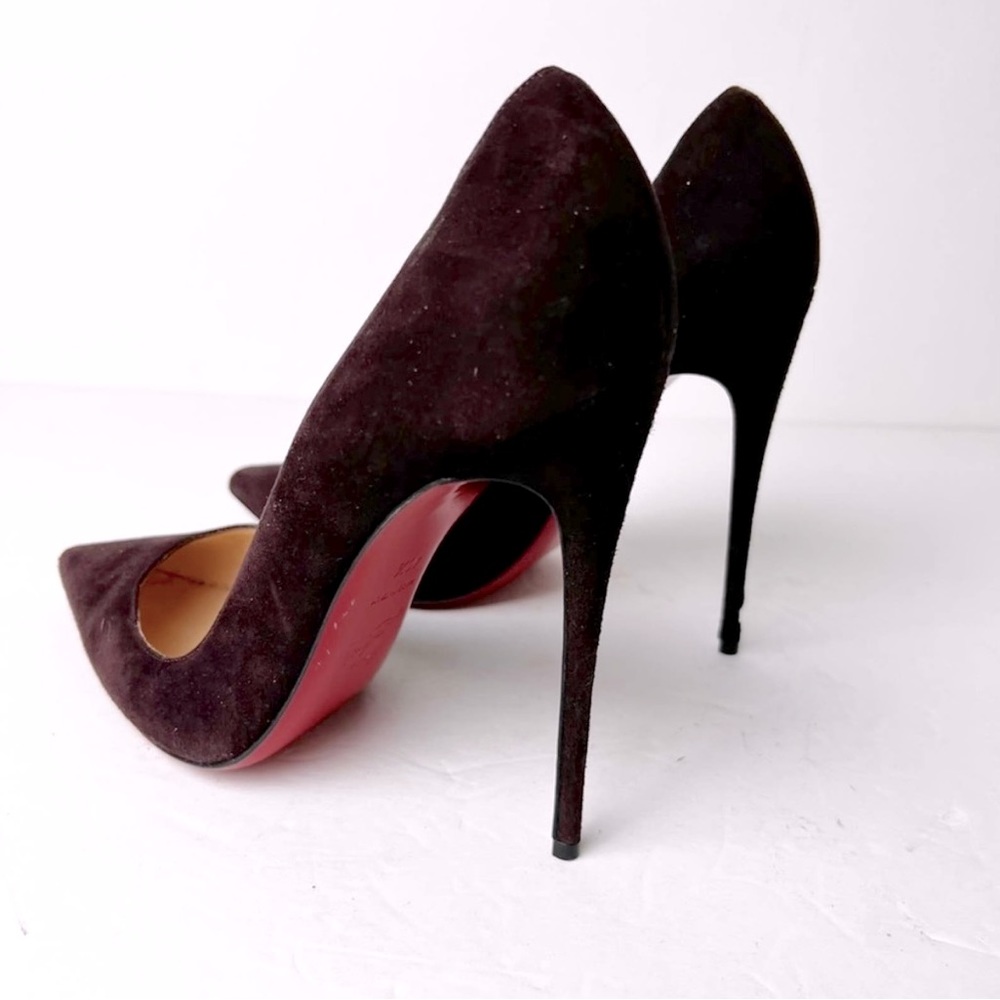 SZ 40.5 Christian Louboutin Chocolate Brown Suede So Kate 120 Heels